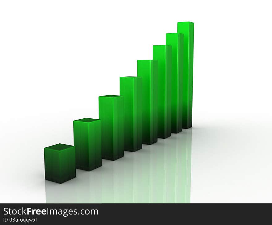 Digital illustration of Business Graph in 3d on white background