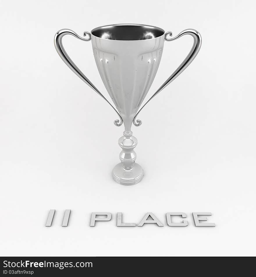 Silver trophy cup at the white background