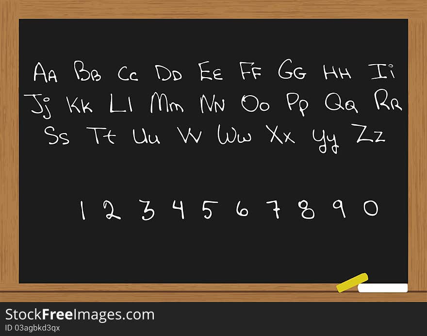 Letters and numbers in chalkboard. Letters and numbers in chalkboard