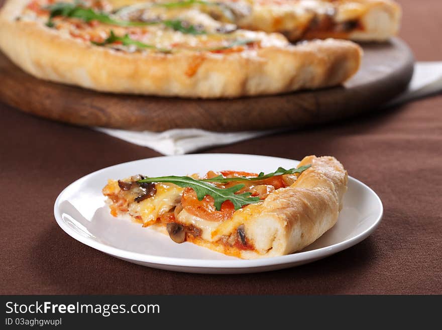 Pizza With Mushroom And Tomatoes