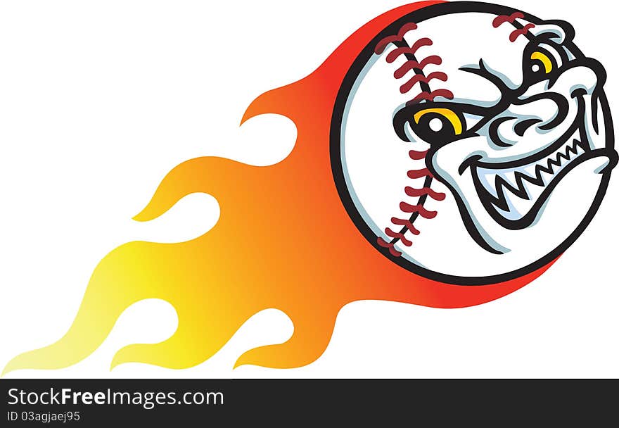 A flaming baseball is flying through the air. A flaming baseball is flying through the air.