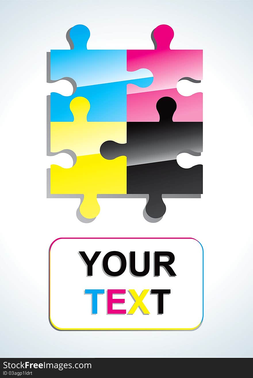 Colorful CMYK puzzle of the four elements. Colorful CMYK puzzle of the four elements