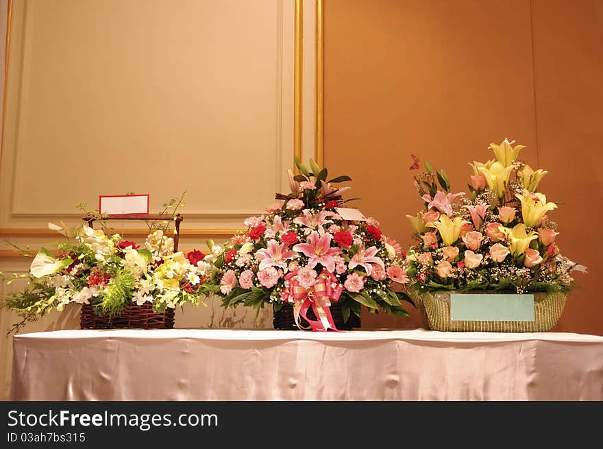 Three flower baskets