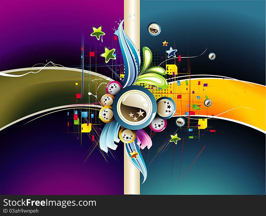 Background abstract design and stars illustration. Background abstract design and stars illustration