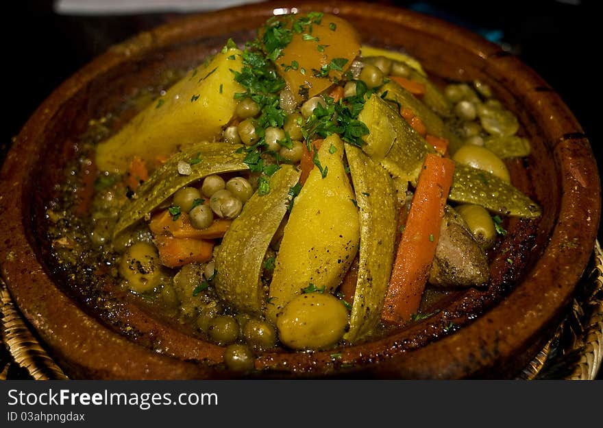 Image of the moroccan national food, made from vegetables and meat. Image of the moroccan national food, made from vegetables and meat.