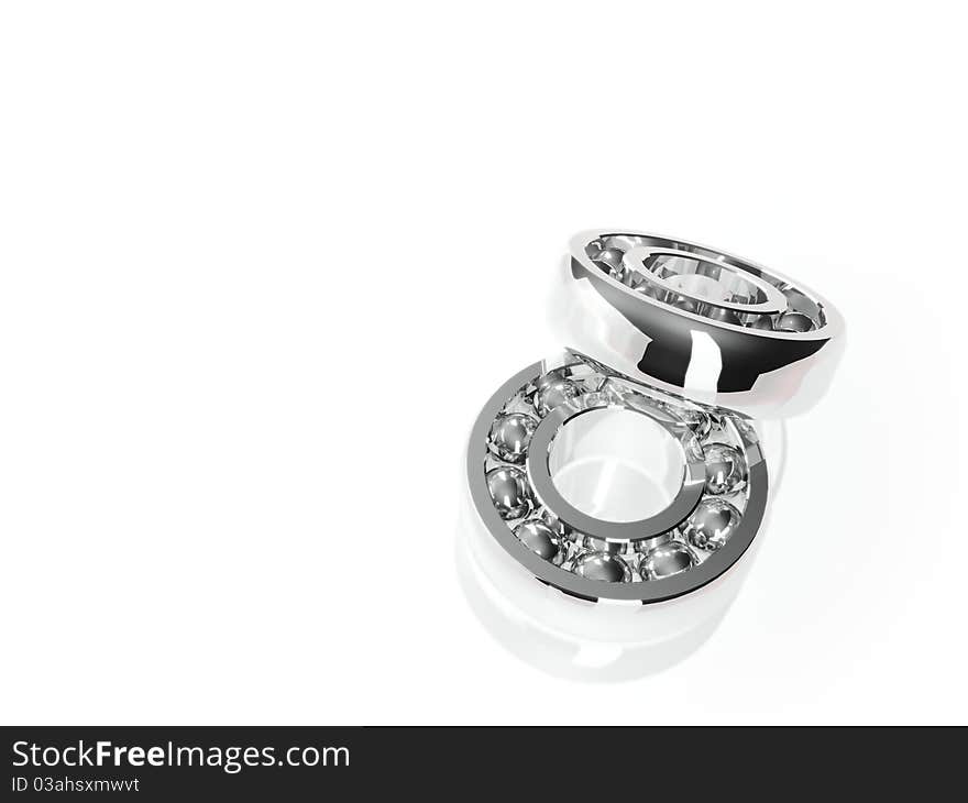 Chrome ball bearing white background