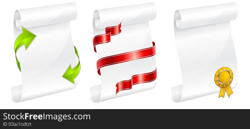 Scroll white paper with ribbon