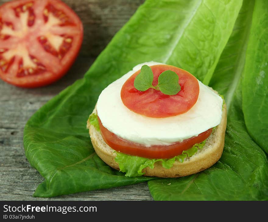 Mozzarella cheese and tomato