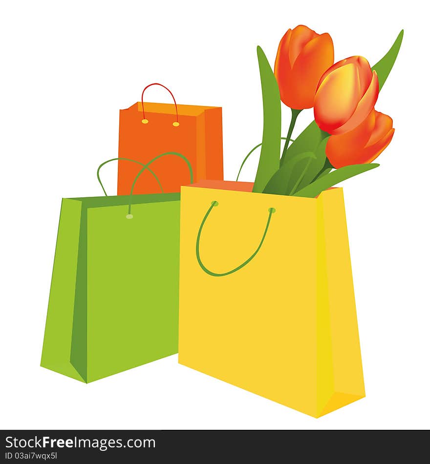 Tulips in the shopping bag