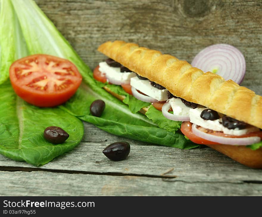 Mediterranean Baguette With Olives