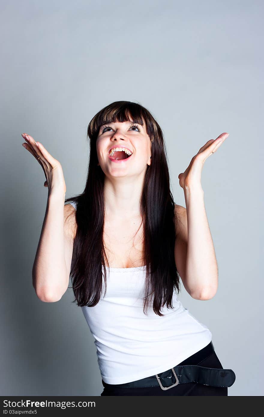 Girl On A Gray Background