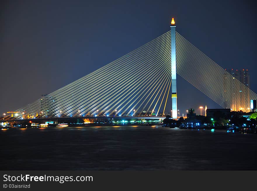 Very nice bridge at night in thailand. Very nice bridge at night in thailand