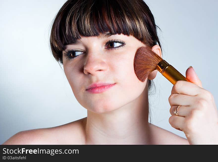 Girl caring for her face