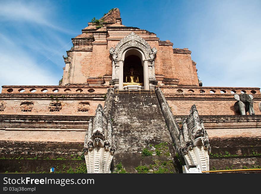 Phra Chedi Luang, historic building in Chiang Mai, Thailand