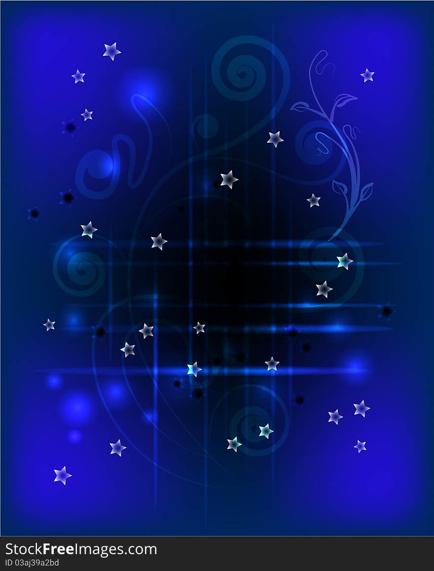 Abstract blue glowing floral background