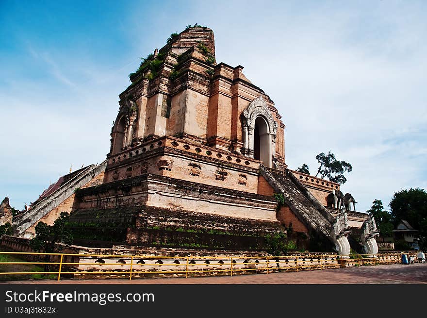 Phra Chedi Luang, historic building in Chiang Mai, Thailand