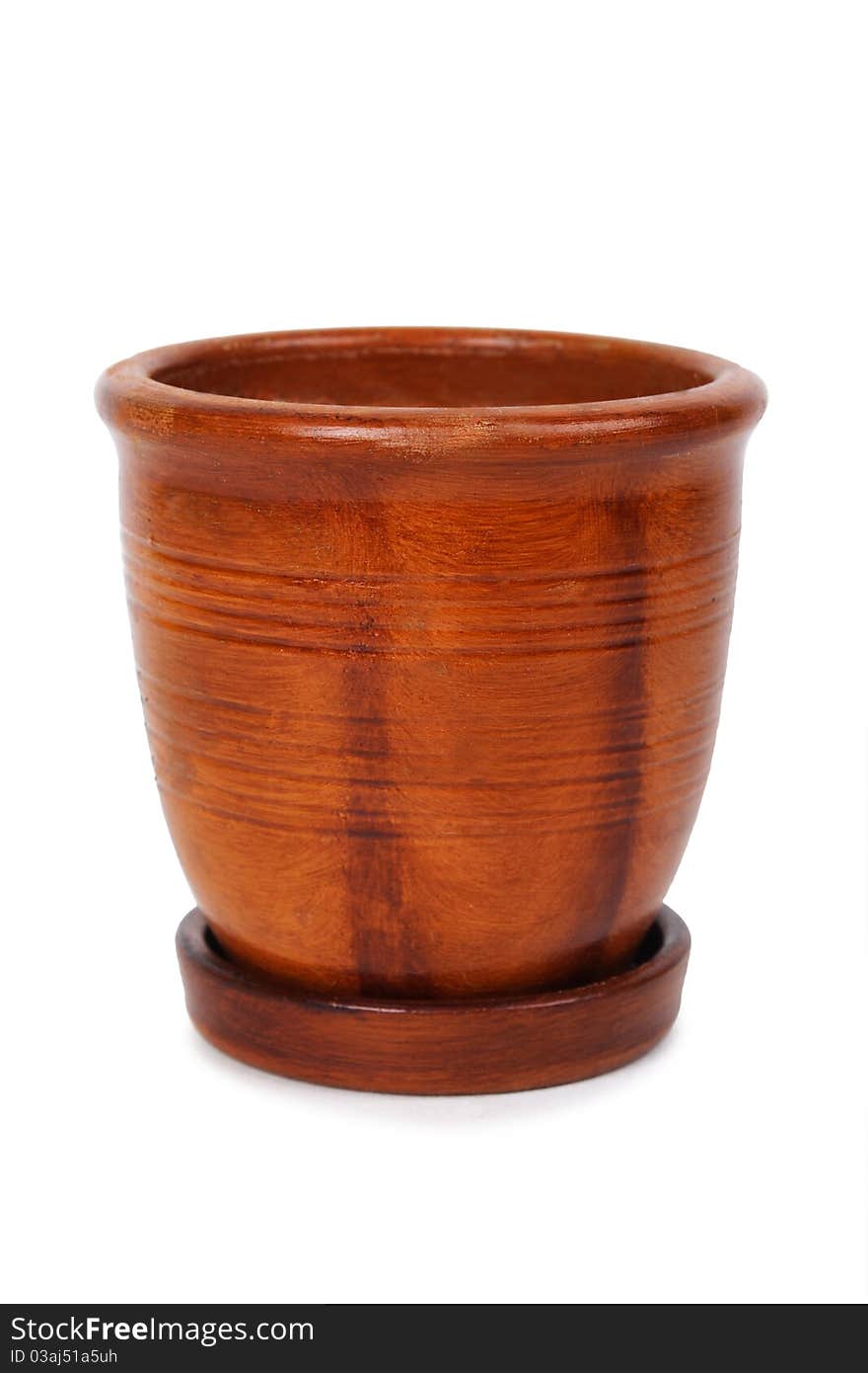 Clay Brown Flowerpot With Stripes