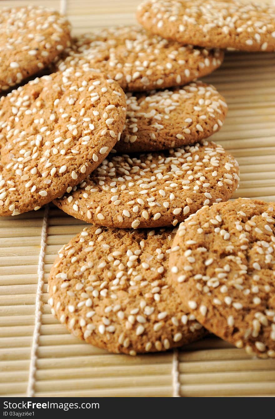 Cookie on table on the bamboo