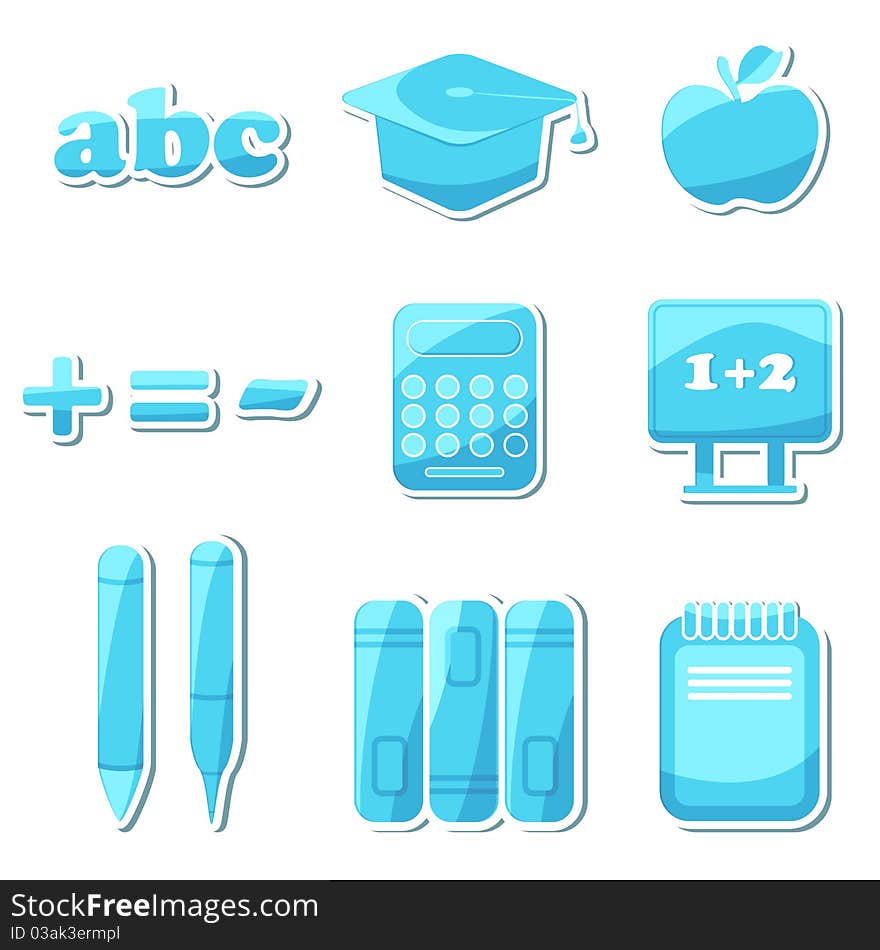 Illustration of set of education icon on isolated white background