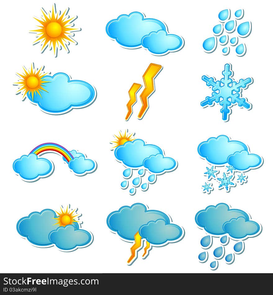 Illustration of set of icon for different season on isolated white background. Illustration of set of icon for different season on isolated white background