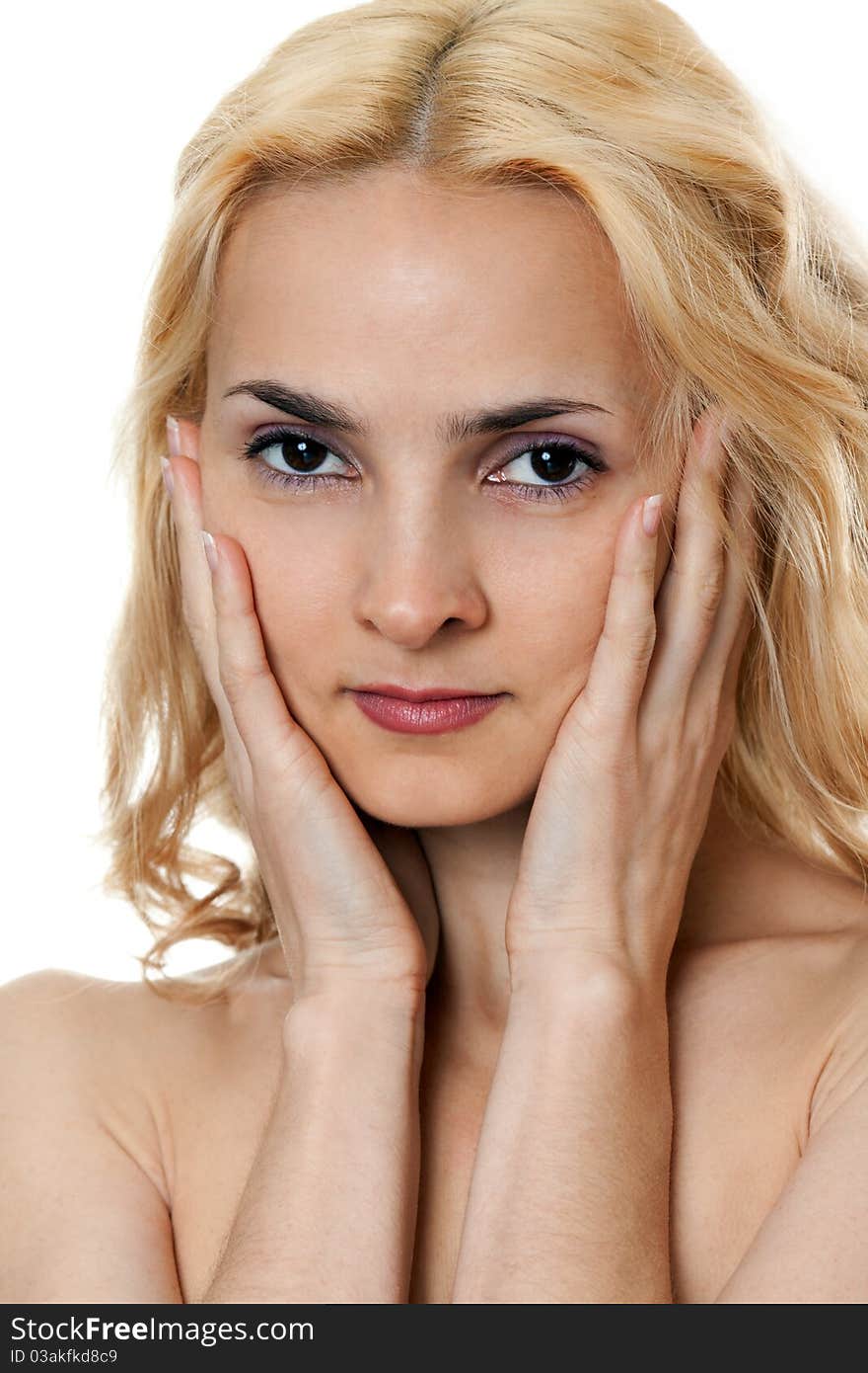 Portrait of a beautiful blonde isolated on white background