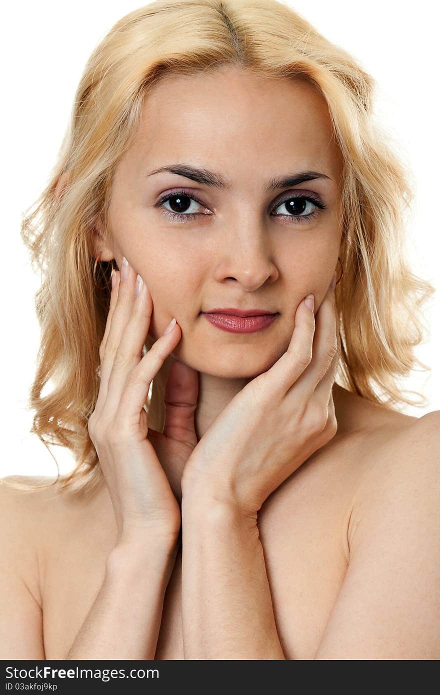 Portrait of a beautiful blonde isolated on white background