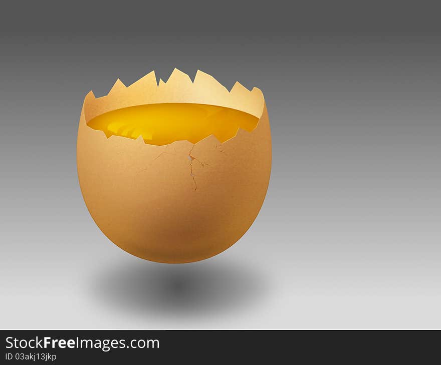 The image shows an illustration of an opend egg. The image shows an illustration of an opend egg