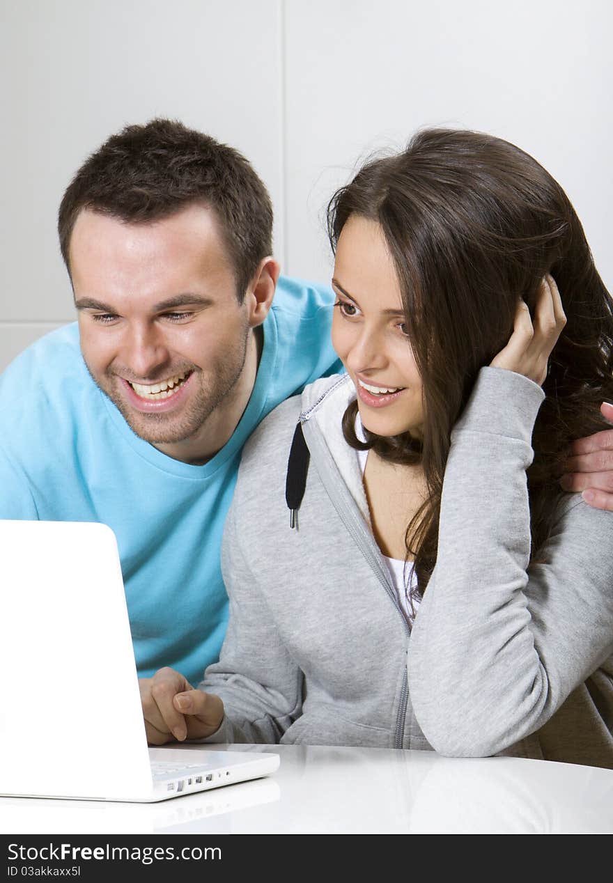 Young couple with laptop