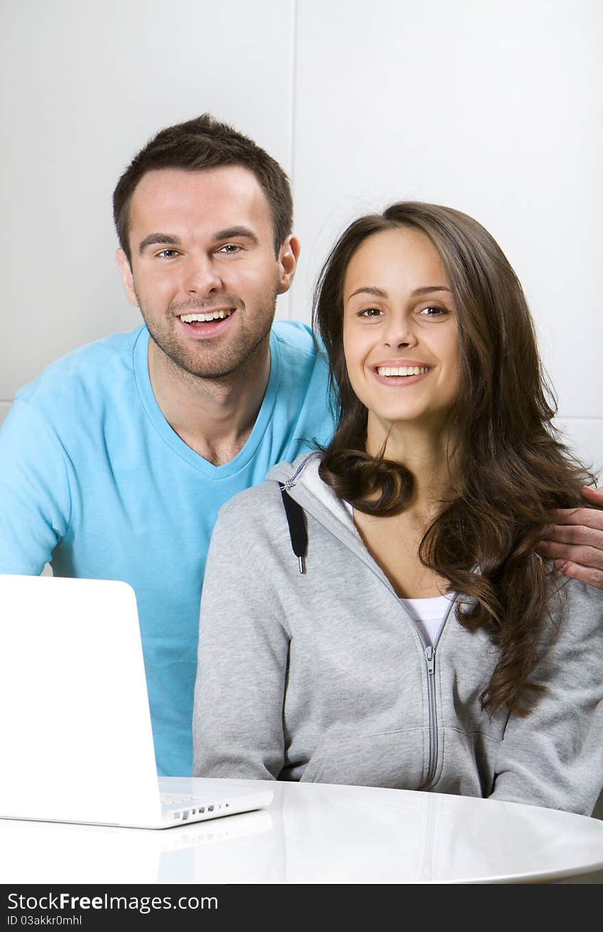 Young couple with laptop