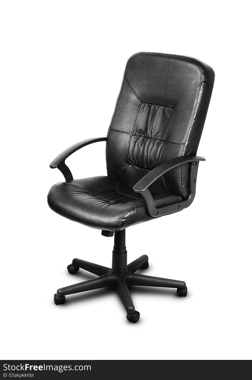 Image Of Black Leather Chair Over White