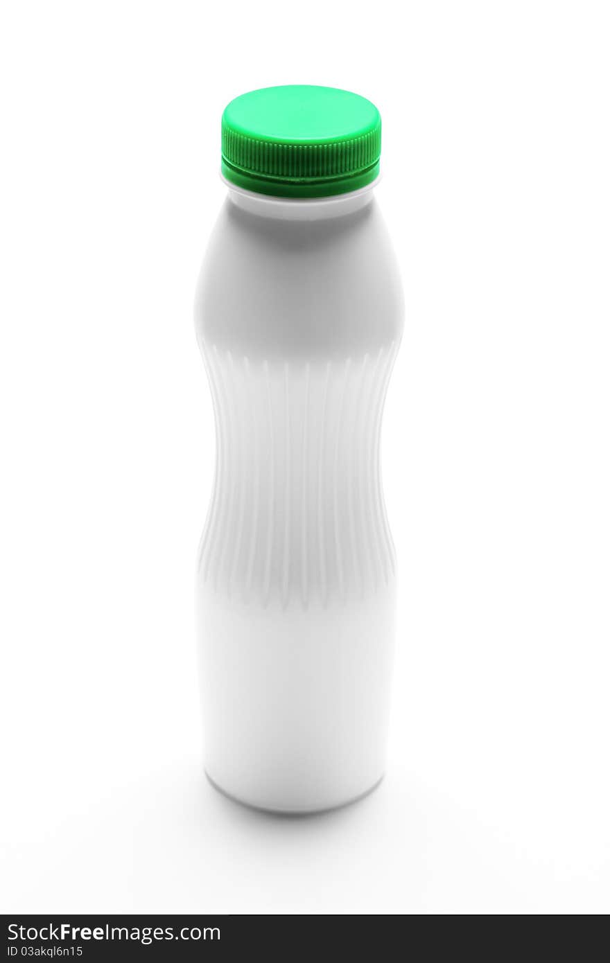 Image of white plastic bottle over white background. Image of white plastic bottle over white background