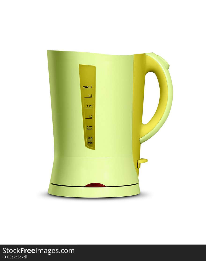 Image of green kettle on white background