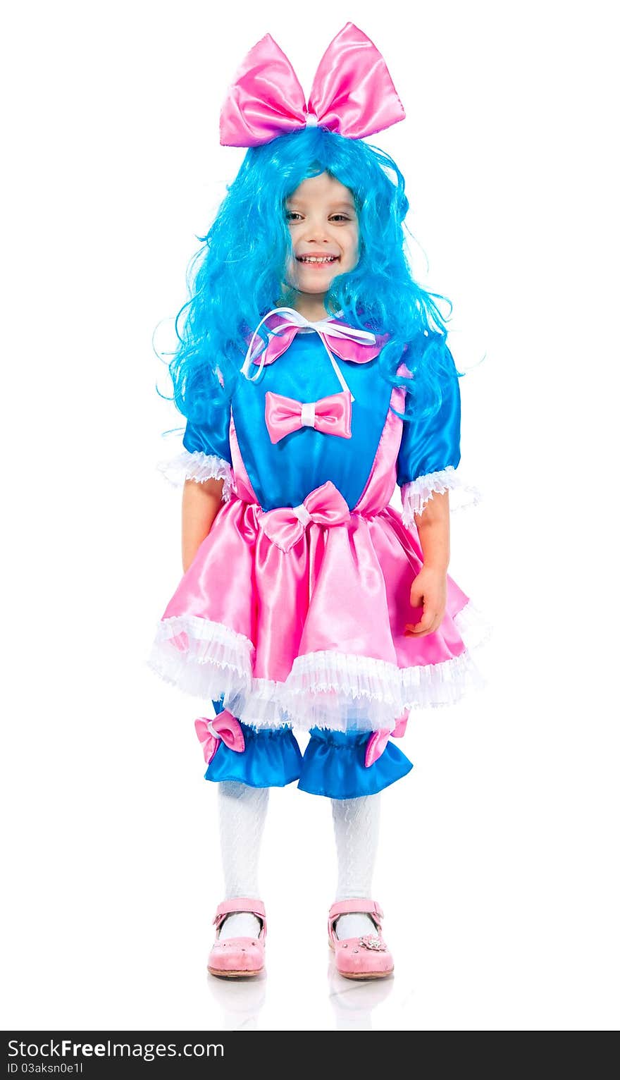 Little girl  with blue hair