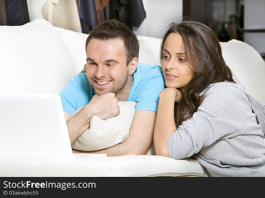 Young couple with laptop