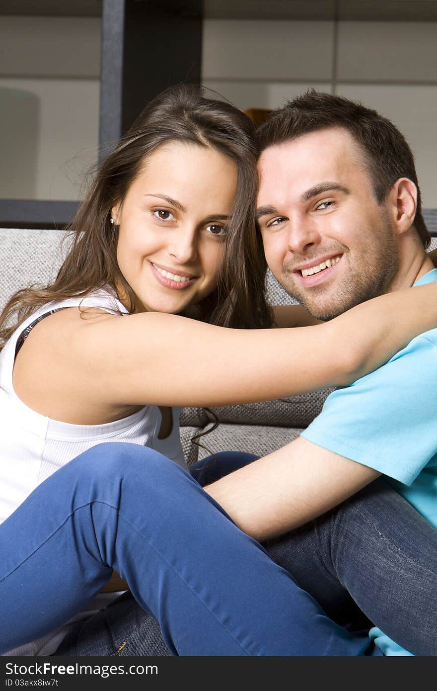 Young couple on a sofa