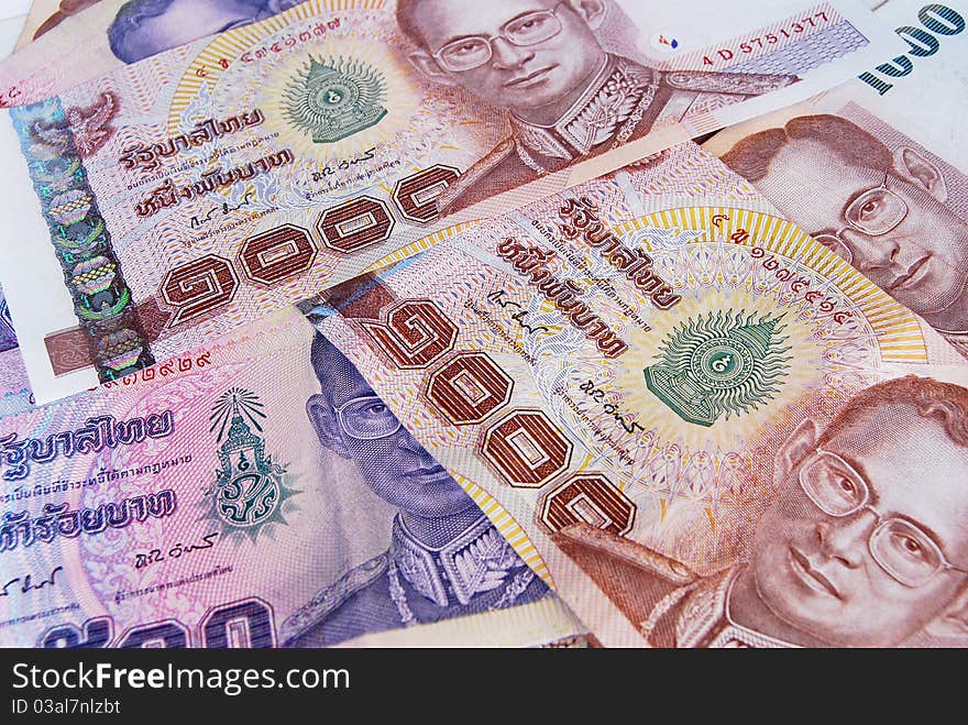 Thai money banknotes closeup background. Thai money banknotes closeup background