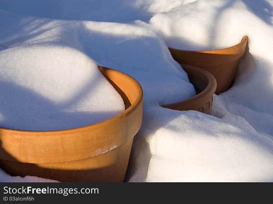 Pots In Snow