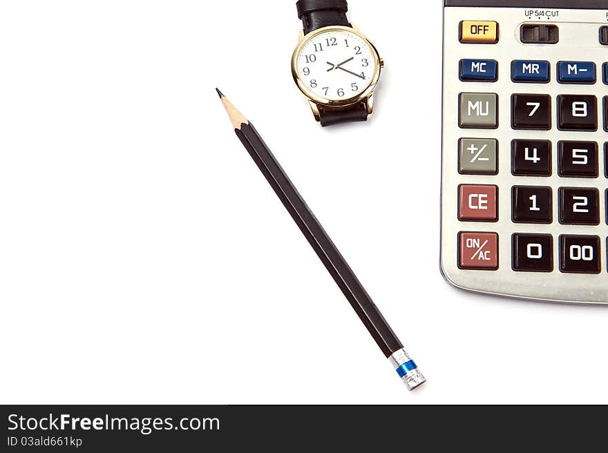 Pencil Calculator Watch On White