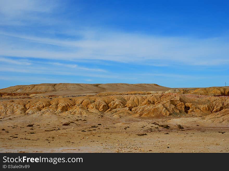 Streamlined hills shaped by wind abrasion. Streamlined hills shaped by wind abrasion.