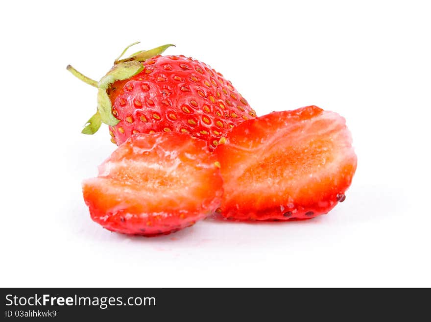 Yummy sweet ripe strawberry on white background