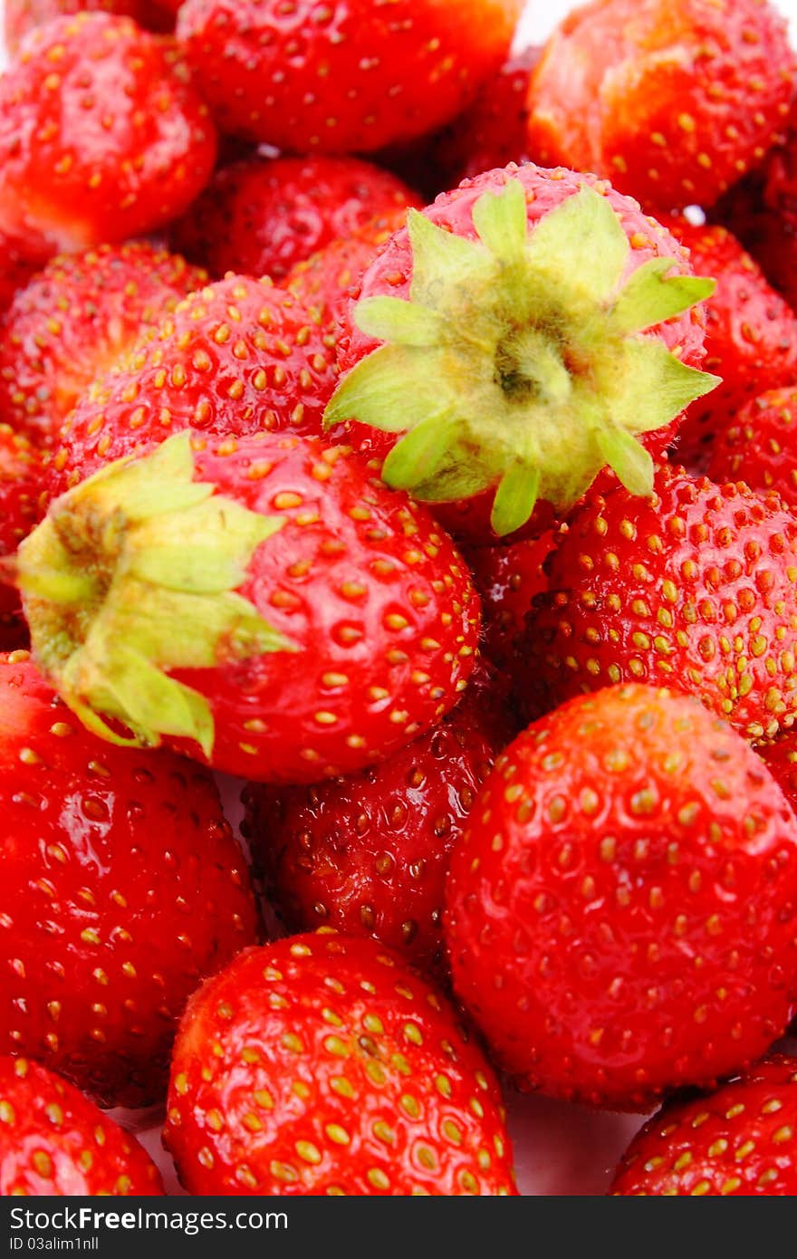 Yummy sweet ripe strawberry on white background