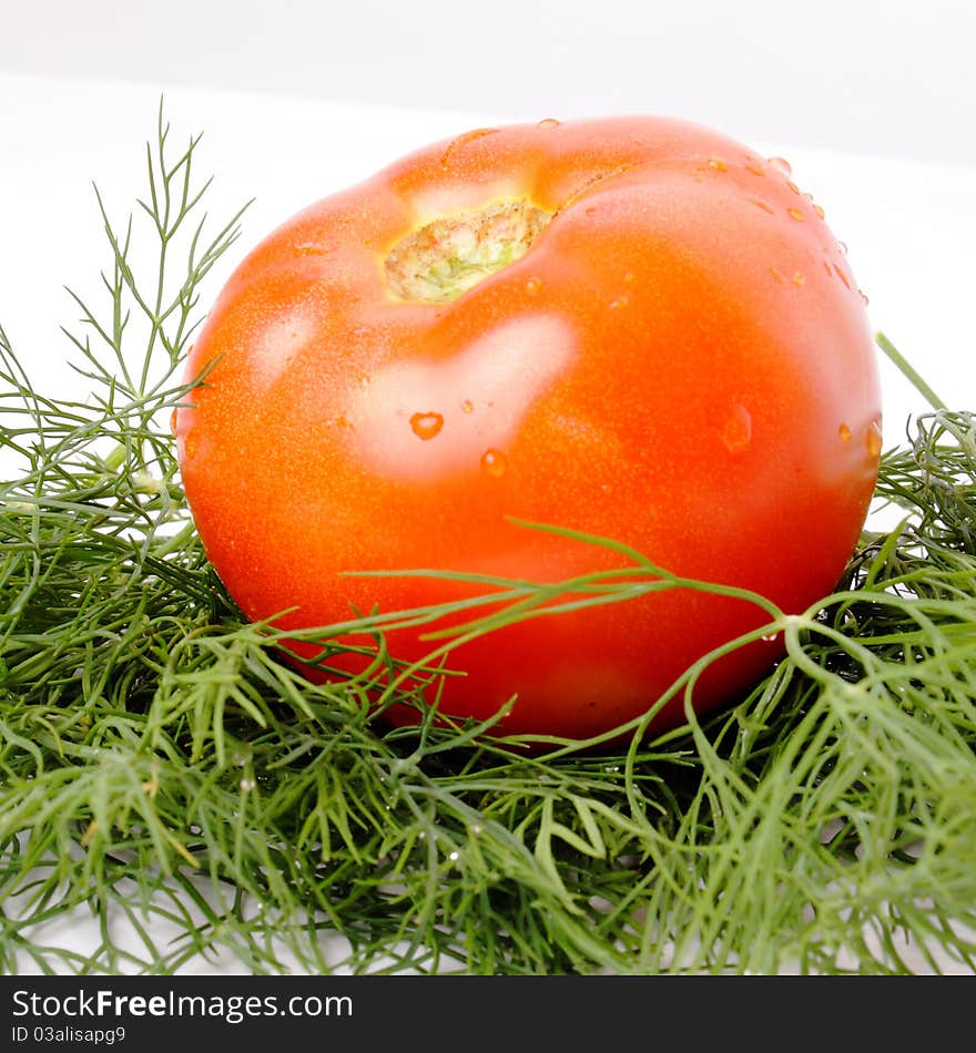 Tomato on white