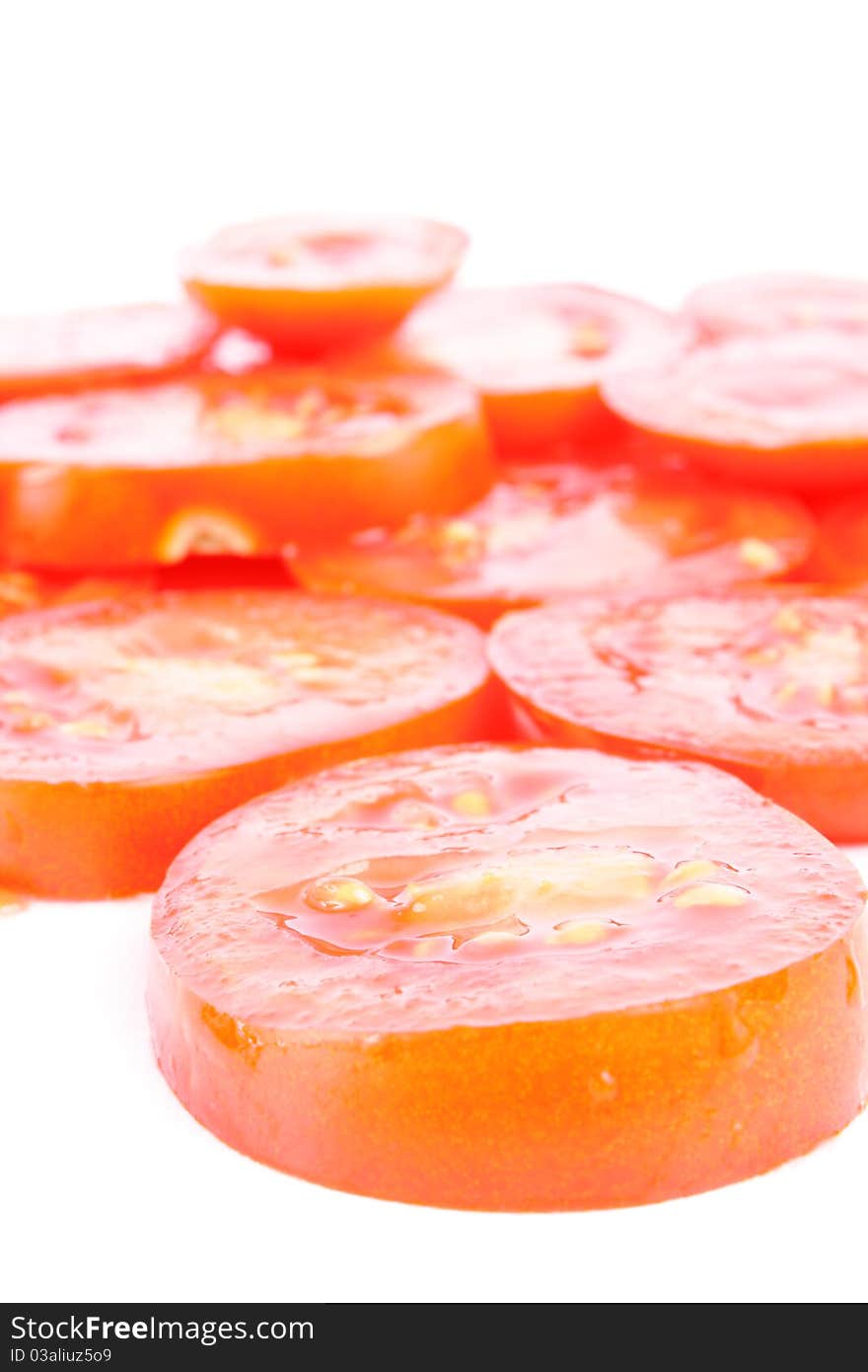 Tomato on white background (isolated, close up)