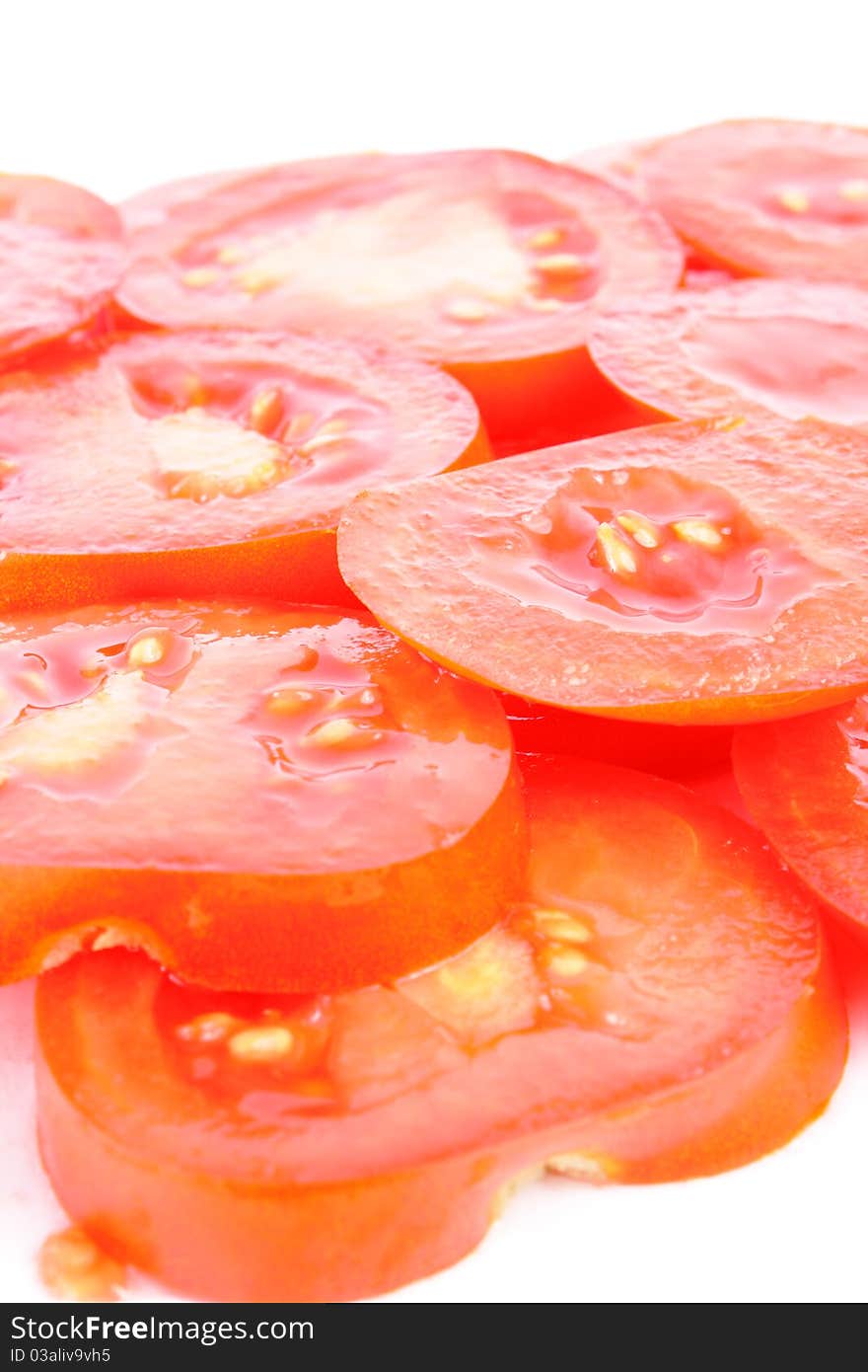 Tomato on white background (isolated, close up)