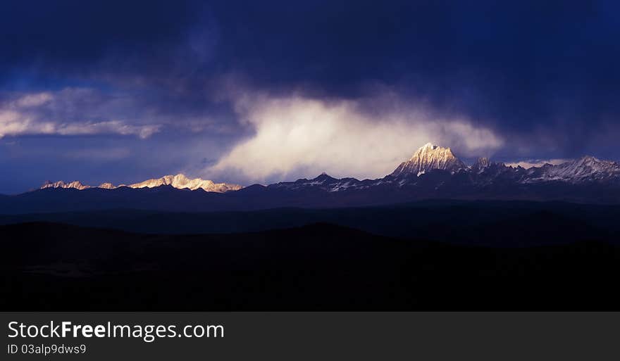 Mountain in clouds ,view in Tibet