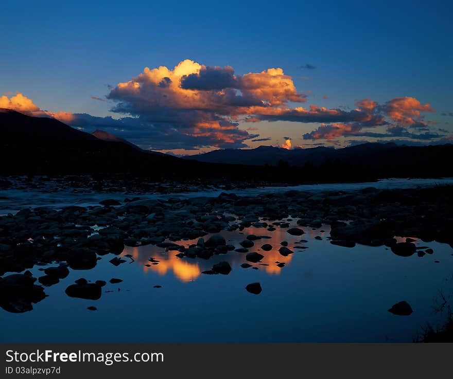 Mountain and lake ,view in Tibet