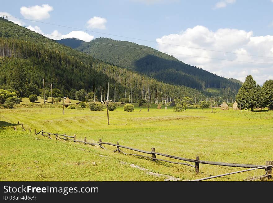 Mountain pasture landscape Carpathians alps. Mountain pasture landscape Carpathians alps