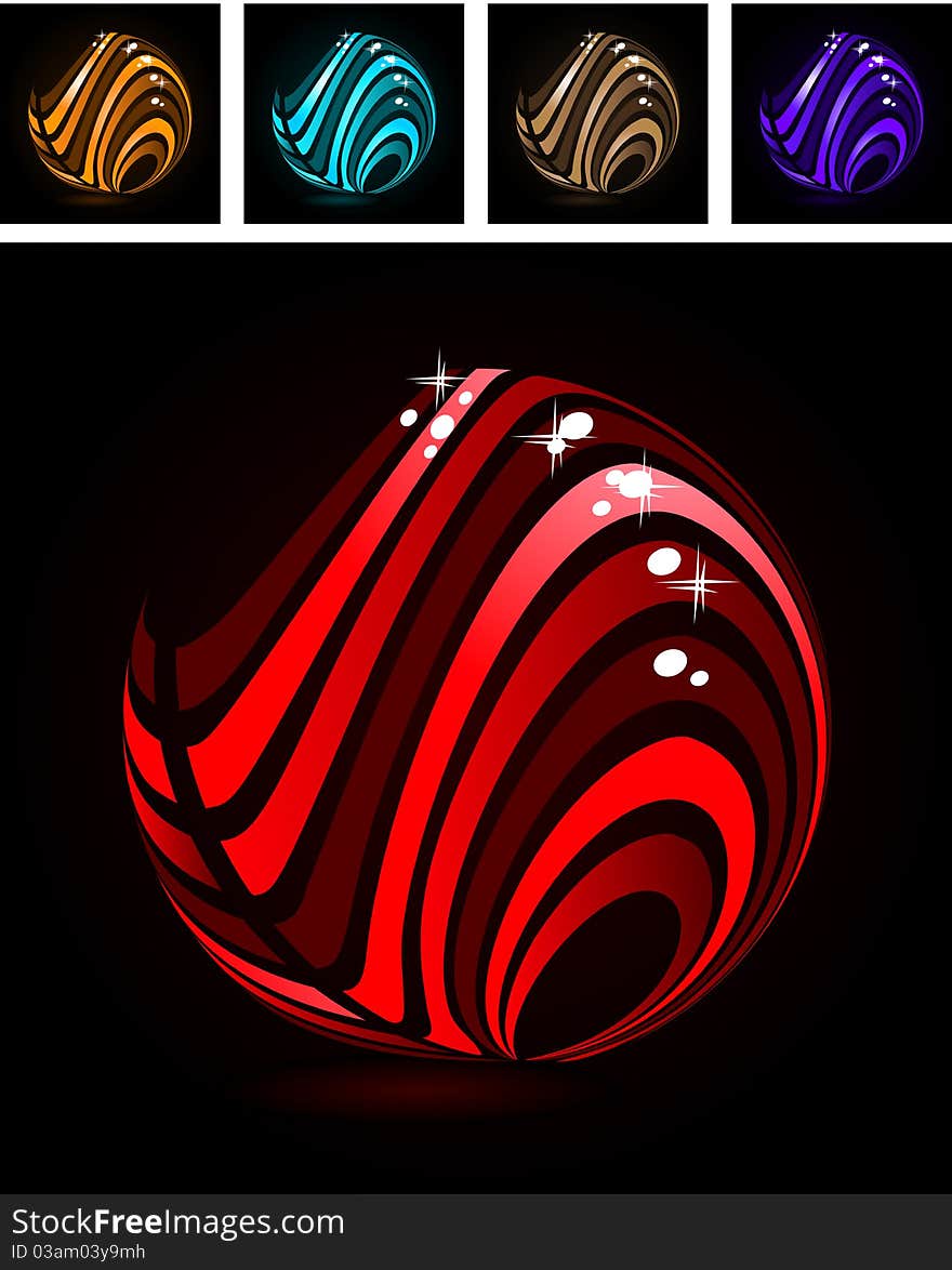 Abstract symbol made of glossy red stripes