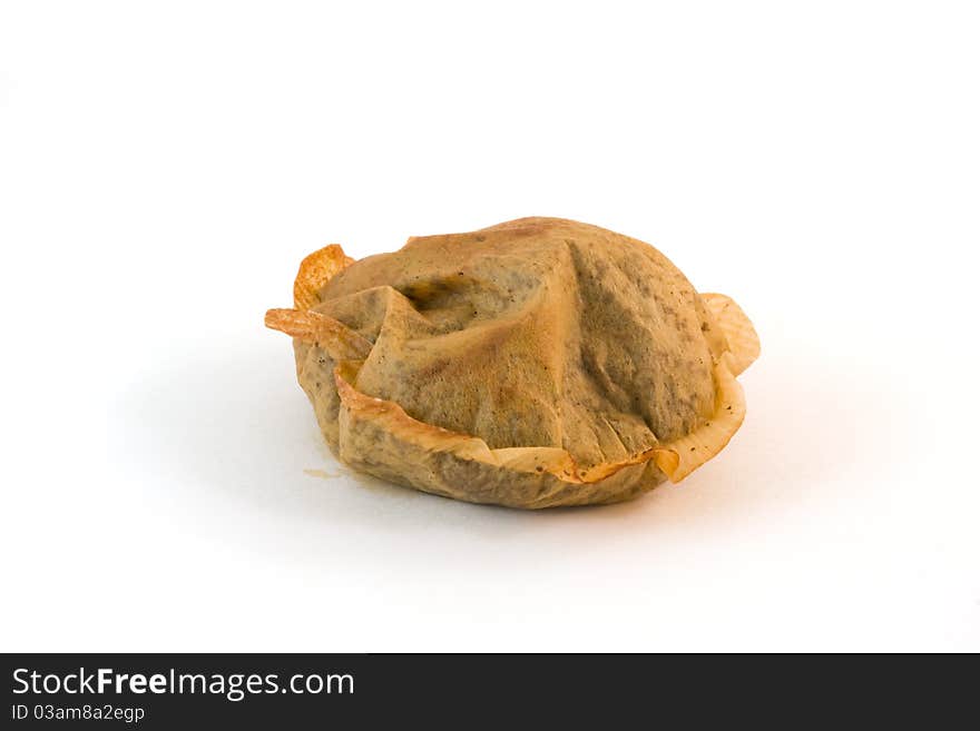 Single used tea bag isolated on a white background. Single used tea bag isolated on a white background