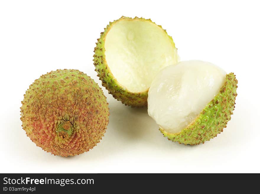 Lychee fruit from China on white background